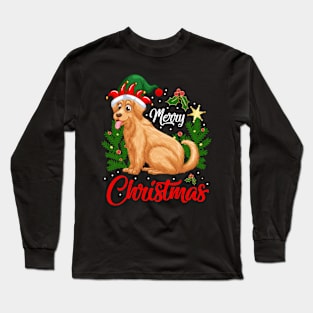 Merry Christmas cute, funny, artistic dog art Long Sleeve T-Shirt